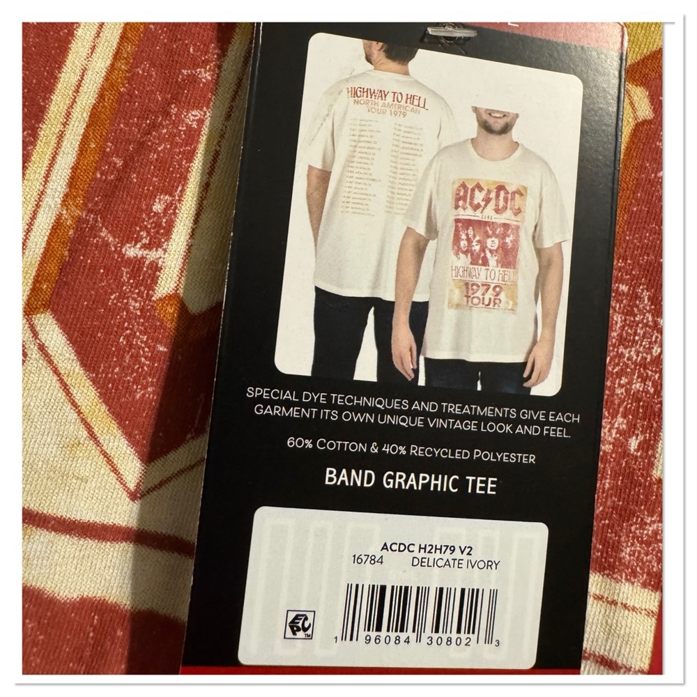 ACDC Highway To Hell North America Us Tour 1979 Graphic Band Tee Men’s